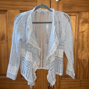 Anthropology Knit Cardigan, Light Blue and Lace